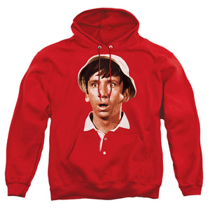 AN OFFCIALLY LICENSED GILLIGANS ISLAND GILLIGANS HEAD ADULT UNISEX PULLOVER HOODIE RED