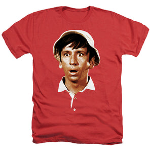 AN OFFCIALLY LICENSED GILLIGANS ISLAND GILLIGANS HEAD MEN'S HEATHER T-SHIRT RED