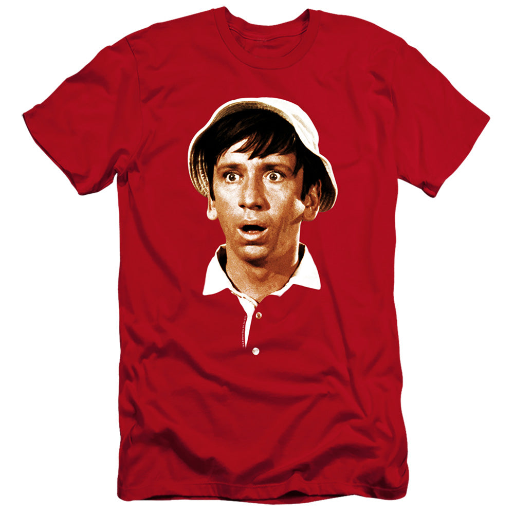 AN OFFCIALLY LICENSED GILLIGANS ISLAND GILLIGANS HEAD MEN'S PREMIUM SLIM FIT T-SHIRT RED