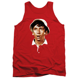AN OFFCIALLY LICENSED GILLIGANS ISLAND GILLIGANS HEAD ADULT UNISEX TANK TOP RED
