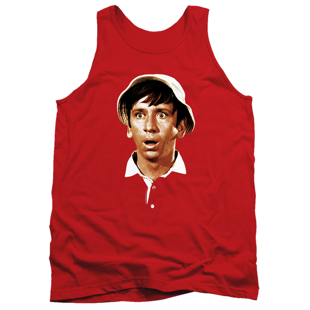 AN OFFCIALLY LICENSED GILLIGANS ISLAND GILLIGANS HEAD ADULT UNISEX TANK TOP RED
