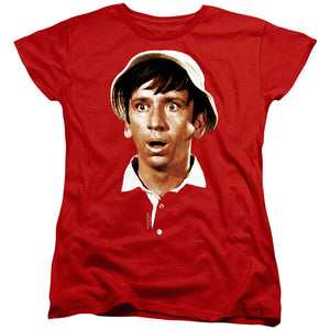 AN OFFCIALLY LICENSED GILLIGANS ISLAND GILLIGANS HEAD WOMEN'S REGULAR FIT T-SHIRT RED