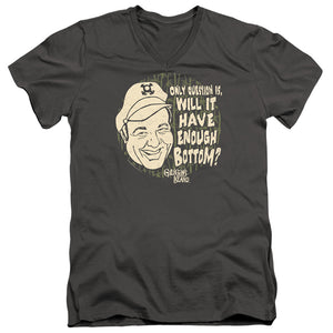 AN OFFCIALLY LICENSED GILLIGANS ISLAND ENOUGH BOTTOM MEN'S V-NECK T-SHIRT CHARCOAL