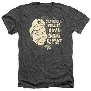 AN OFFCIALLY LICENSED GILLIGANS ISLAND ENOUGH BOTTOM MEN'S HEATHER T-SHIRT CHARCOAL