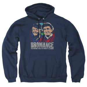 AN OFFCIALLY LICENSED GILLIGANS ISLAND STORMY BROMANCE ADULT UNISEX PULLOVER HOODIE NAVY