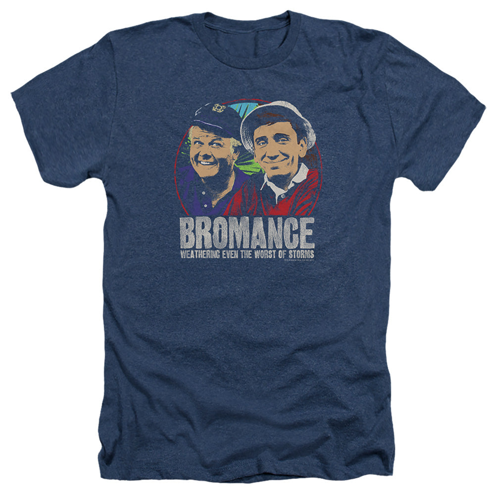 AN OFFCIALLY LICENSED GILLIGANS ISLAND STORMY BROMANCE MEN'S HEATHER T-SHIRT NAVY
