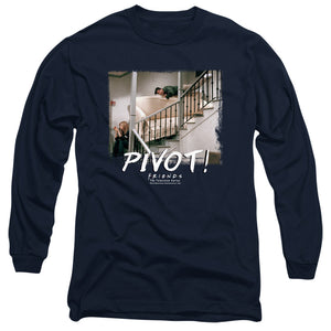AN OFFCIALLY LICENSED FRIENDS PIVOT MEN'S LONG SLEEVE T-SHIRT NAVY