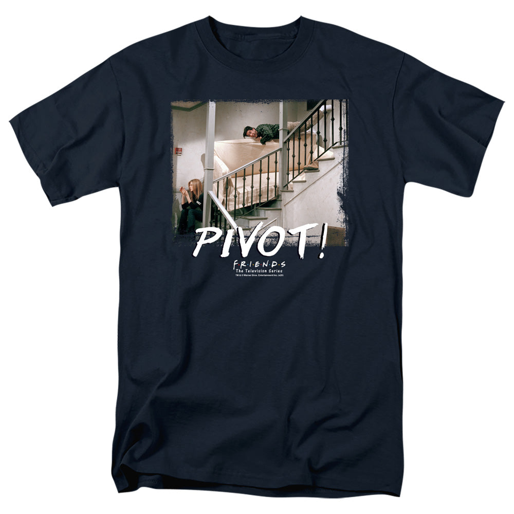 AN OFFCIALLY LICENSED FRIENDS PIVOT MEN'S REGULAR FIT T-SHIRT NAVY
