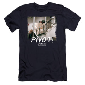 AN OFFCIALLY LICENSED FRIENDS PIVOT MEN'S PREMIUM SLIM FIT T-SHIRT NAVY