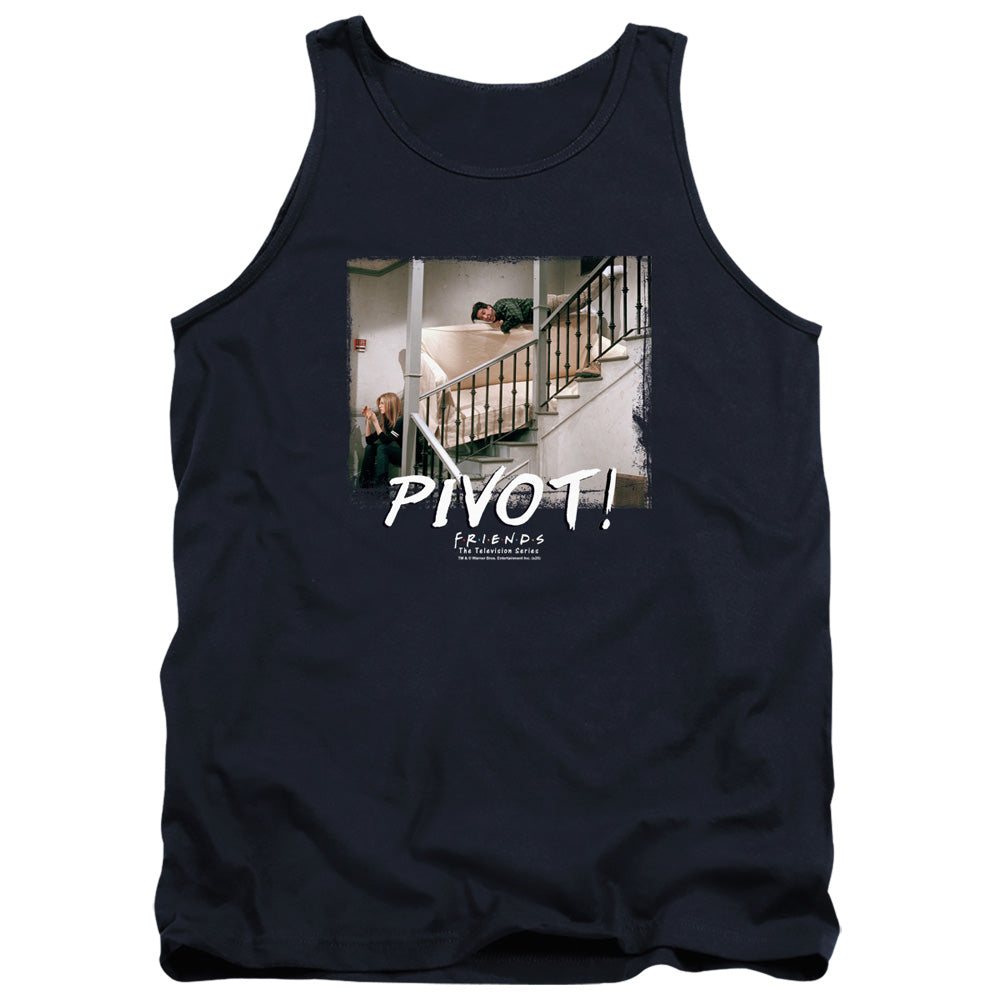 AN OFFCIALLY LICENSED FRIENDS PIVOT ADULT UNISEX TANK TOP NAVY