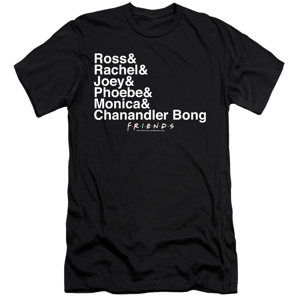 AN OFFCIALLY LICENSED FRIENDS CHANANDLER BONG MEN'S PREMIUM SLIM FIT T-SHIRT BLACK