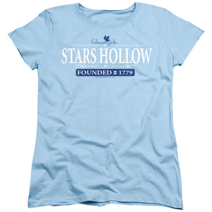 AN OFFCIALLY LICENSED GILMORE GIRLS STARS HOLLOW WOMEN'S REGULAR FIT T-SHIRT LIGHT BLUE