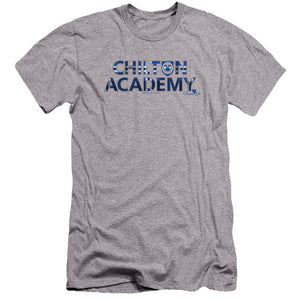 AN OFFCIALLY LICENSED GILMORE GIRLS CHILTON ACADEMY MEN'S PREMIUM SLIM FIT T-SHIRT ATHLETIC HEATHER