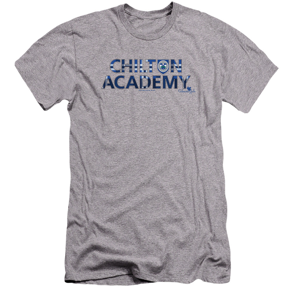 AN OFFCIALLY LICENSED GILMORE GIRLS CHILTON ACADEMY MEN'S PREMIUM SLIM FIT T-SHIRT ATHLETIC HEATHER