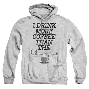 AN OFFCIALLY LICENSED GILMORE GIRLS MORE COFFEE ADULT UNISEX PULLOVER HOODIE ATHLETIC HEATHER