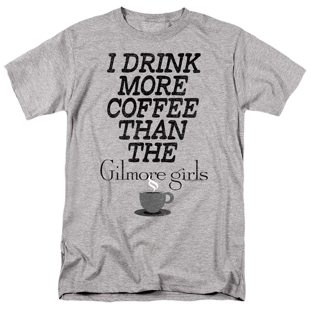 AN OFFCIALLY LICENSED GILMORE GIRLS MORE COFFEE MEN'S REGULAR FIT T-SHIRT ATHLETIC HEATHER