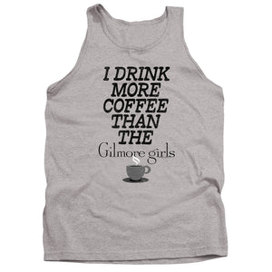 AN OFFCIALLY LICENSED GILMORE GIRLS MORE COFFEE ADULT UNISEX TANK TOP ATHLETIC HEATHER