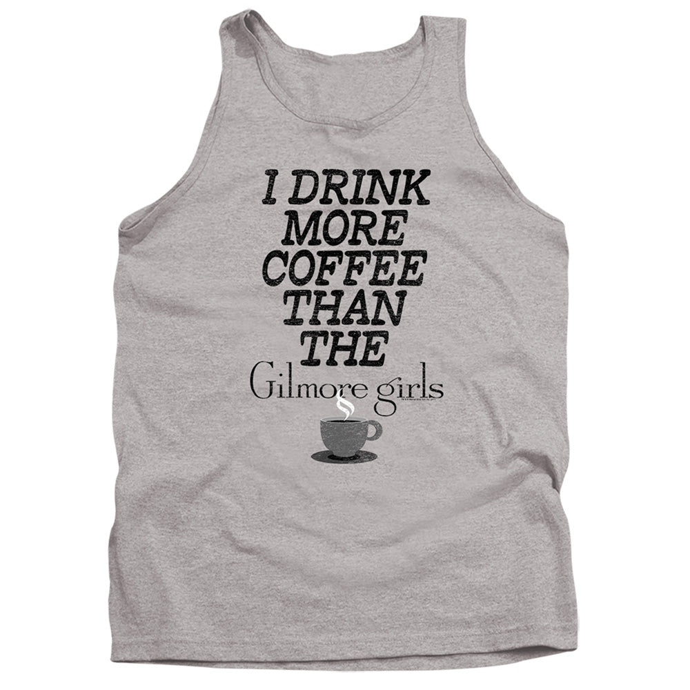 AN OFFCIALLY LICENSED GILMORE GIRLS MORE COFFEE ADULT UNISEX TANK TOP ATHLETIC HEATHER