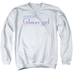 AN OFFCIALLY LICENSED GILMORE GIRLS HONORARY GILMORE GIRL ADULT UNISEX CREWNECK SWEATSHIRT WHITE