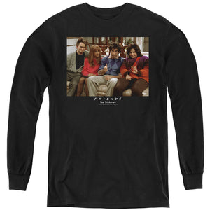 AN OFFCIALLY LICENSED FRIENDS THROWBACK YOUTH LONG SLEEVE T-SHIRT BLACK