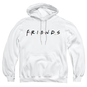 AN OFFCIALLY LICENSED FRIENDS LOGO ADULT UNISEX PULLOVER HOODIE WHITE