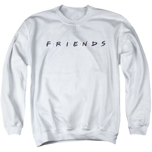 AN OFFCIALLY LICENSED FRIENDS LOGO ADULT UNISEX CREWNECK SWEATSHIRT WHITE