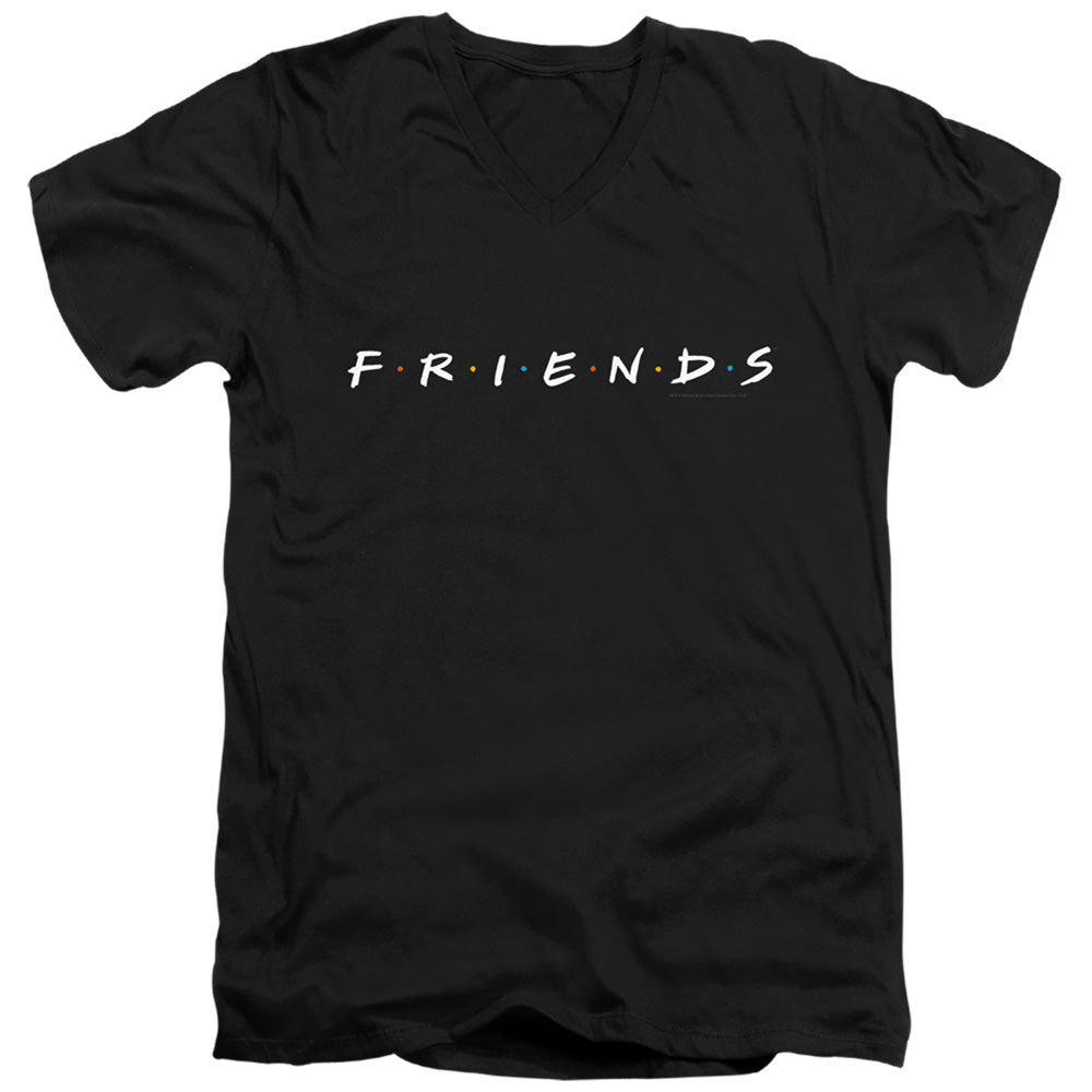 AN OFFCIALLY LICENSED FRIENDS LOGO MEN'S V-NECK T-SHIRT BLACK