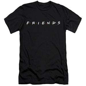 AN OFFCIALLY LICENSED FRIENDS LOGO MEN'S PREMIUM SLIM FIT T-SHIRT BLACK