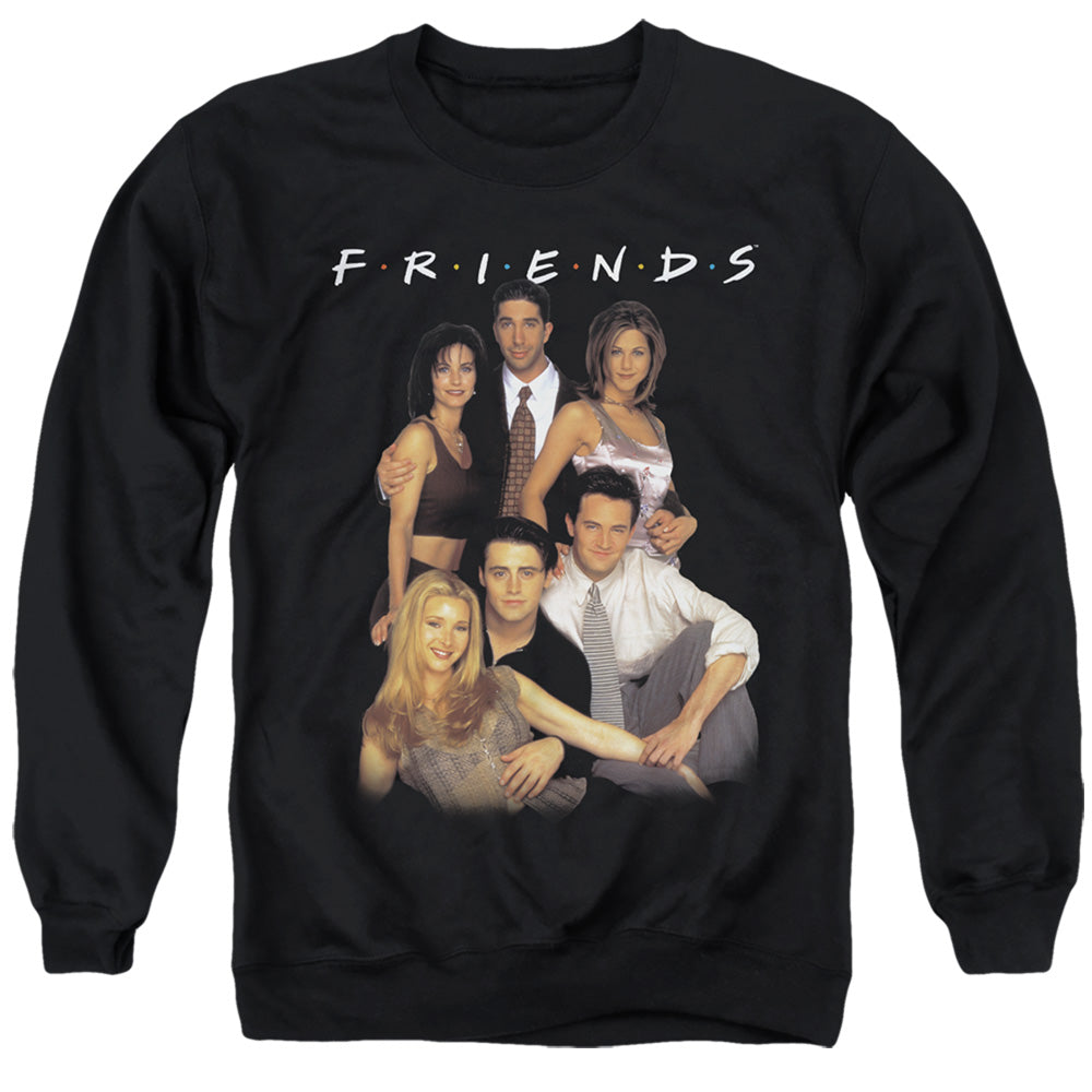 AN OFFCIALLY LICENSED FRIENDS STAND TOGETHER ADULT UNISEX CREWNECK SWEATSHIRT BLACK
