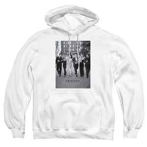 AN OFFCIALLY LICENSED FRIENDS WALK THE STREETS ADULT UNISEX PULLOVER HOODIE WHITE