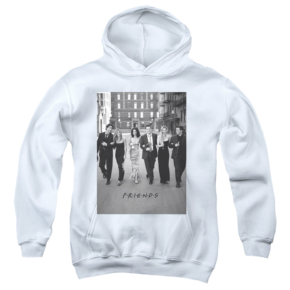 AN OFFCIALLY LICENSED FRIENDS WALK THE STREETS YOUTH HOODIE WHITE