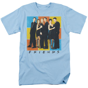 AN OFFCIALLY LICENSED FRIENDS COLOR BLOCK OF FRIENDS MEN'S REGULAR FIT T-SHIRT LIGHT BLUE