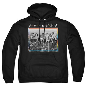 AN OFFCIALLY LICENSED FRIENDS LUNCH BREAK ADULT UNISEX PULLOVER HOODIE BLACK