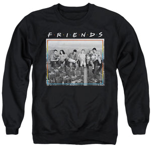 AN OFFCIALLY LICENSED FRIENDS LUNCH BREAK ADULT UNISEX CREWNECK SWEATSHIRT BLACK