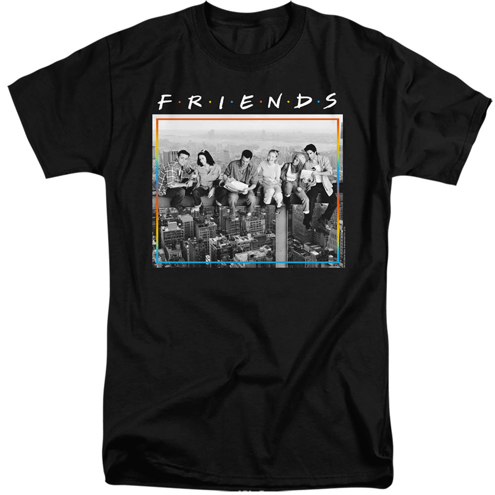 AN OFFCIALLY LICENSED FRIENDS LUNCH BREAK MEN'S TALL FIT T-SHIRT BLACK