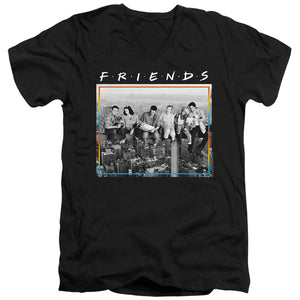 AN OFFCIALLY LICENSED FRIENDS LUNCH BREAK MEN'S V-NECK T-SHIRT BLACK