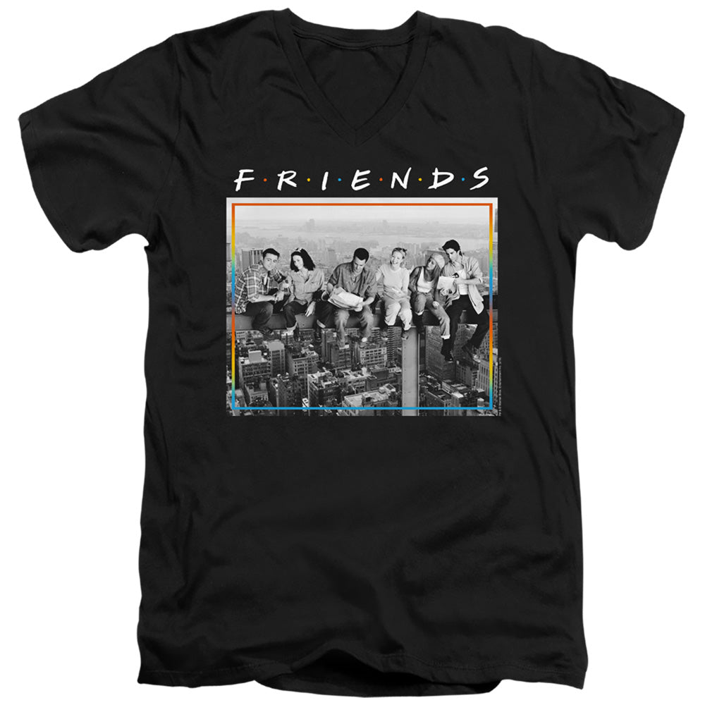 AN OFFCIALLY LICENSED FRIENDS LUNCH BREAK MEN'S V-NECK T-SHIRT BLACK