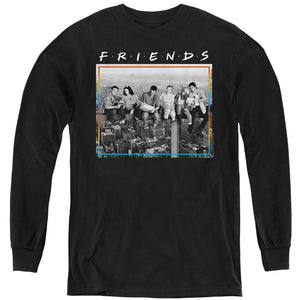AN OFFCIALLY LICENSED FRIENDS LUNCH BREAK YOUTH LONG SLEEVE T-SHIRT BLACK