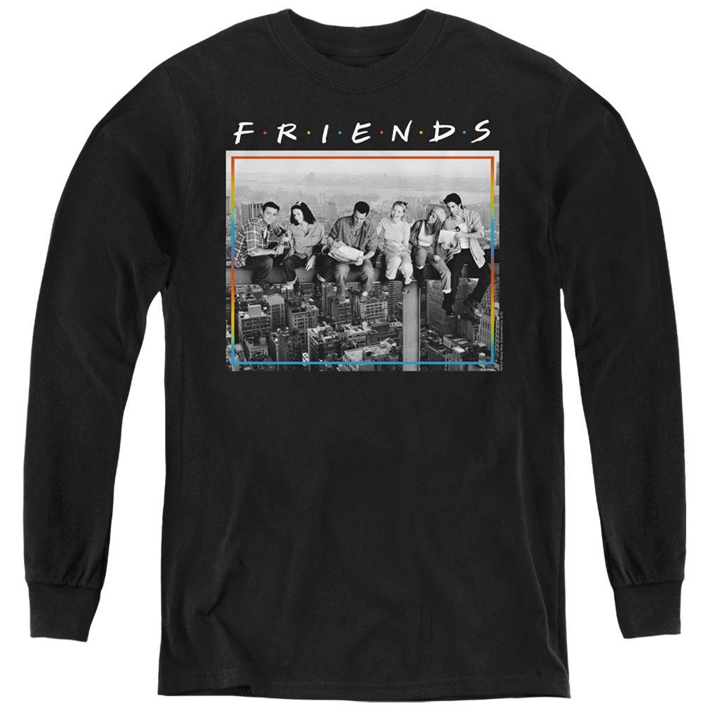 AN OFFCIALLY LICENSED FRIENDS LUNCH BREAK YOUTH LONG SLEEVE T-SHIRT BLACK