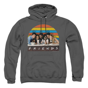 AN OFFCIALLY LICENSED FRIENDS SODA FOUNTAIN ADULT UNISEX PULLOVER HOODIE CHARCOAL
