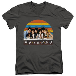 AN OFFCIALLY LICENSED FRIENDS SODA FOUNTAIN MEN'S V-NECK T-SHIRT CHARCOAL