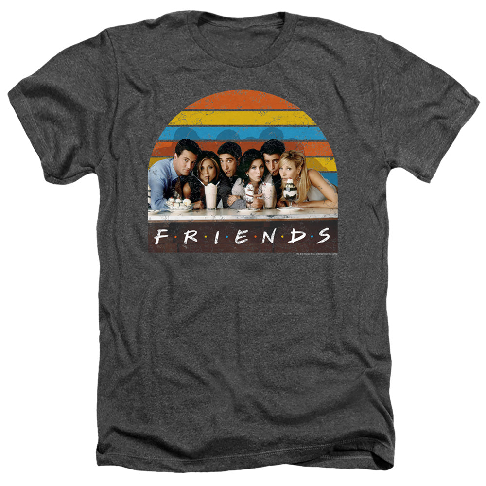 AN OFFCIALLY LICENSED FRIENDS SODA FOUNTAIN MEN'S HEATHER T-SHIRT CHARCOAL