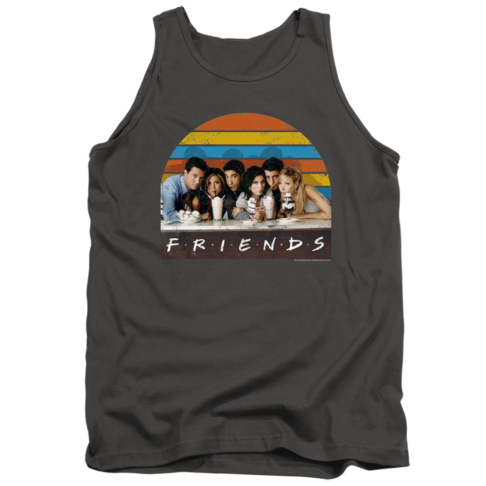 AN OFFCIALLY LICENSED FRIENDS SODA FOUNTAIN ADULT UNISEX TANK TOP CHARCOAL