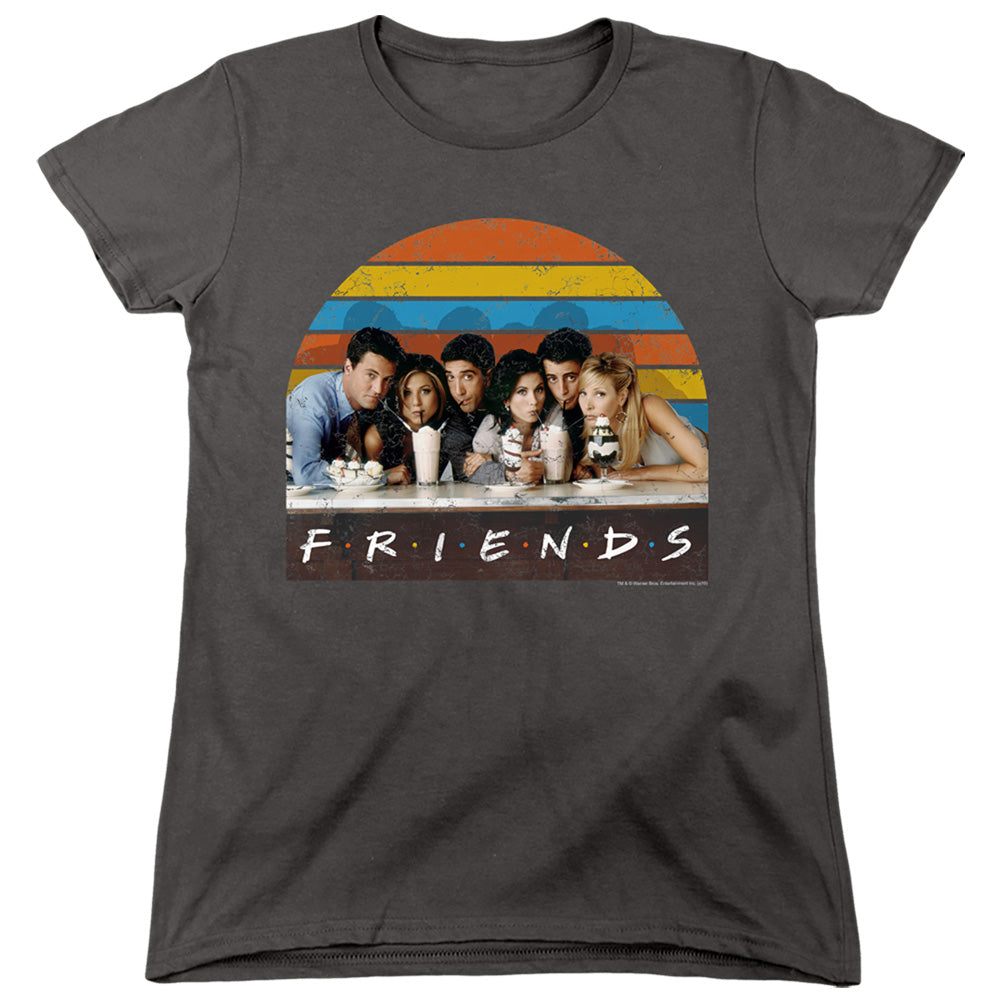 AN OFFCIALLY LICENSED FRIENDS SODA FOUNTAIN WOMEN'S REGULAR FIT T-SHIRT CHARCOAL