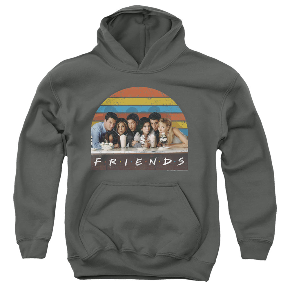 AN OFFCIALLY LICENSED FRIENDS SODA FOUNTAIN YOUTH HOODIE CHARCOAL