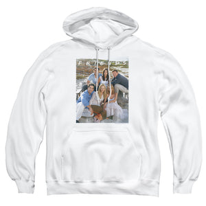 AN OFFCIALLY LICENSED FRIENDS LIFES A BEACH ADULT UNISEX PULLOVER HOODIE WHITE