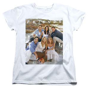AN OFFCIALLY LICENSED FRIENDS LIFES A BEACH WOMEN'S REGULAR FIT T-SHIRT WHITE