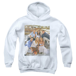 AN OFFCIALLY LICENSED FRIENDS LIFES A BEACH YOUTH HOODIE WHITE