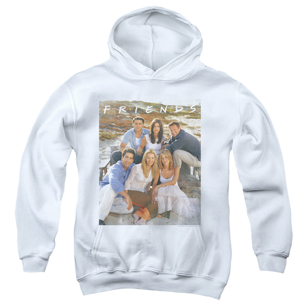 AN OFFCIALLY LICENSED FRIENDS LIFES A BEACH YOUTH HOODIE WHITE