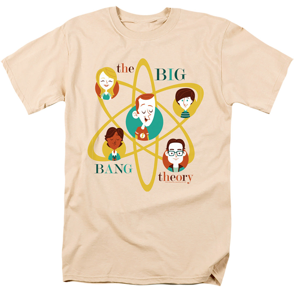 AN OFFCIALLY LICENSED BIG BANG THEORY ATOMIC FRIENDS MEN'S REGULAR FIT T-SHIRT CREAM
